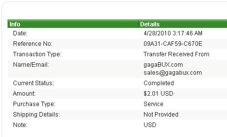 Bux gagabux. Скрин выплаты на Alertpay. www.pymon.narod.ru